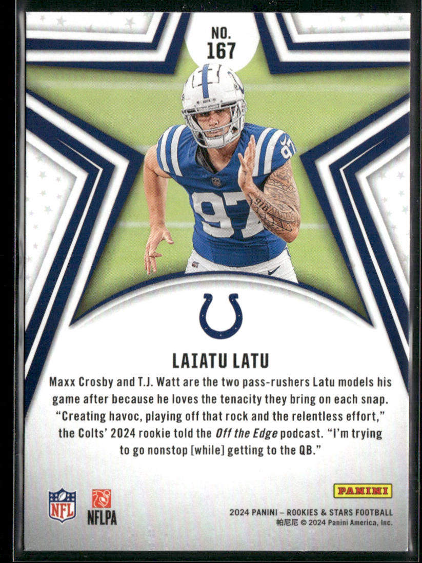 Laiatu Latu 2024 Panini Rookies & Stars #167 RC Indianapolis Colts
