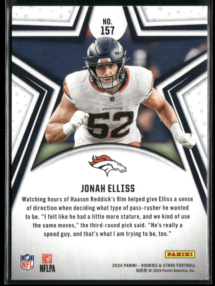 Jonah Elliss 2024 Panini Rookies & Stars #157 RC Denver Broncos