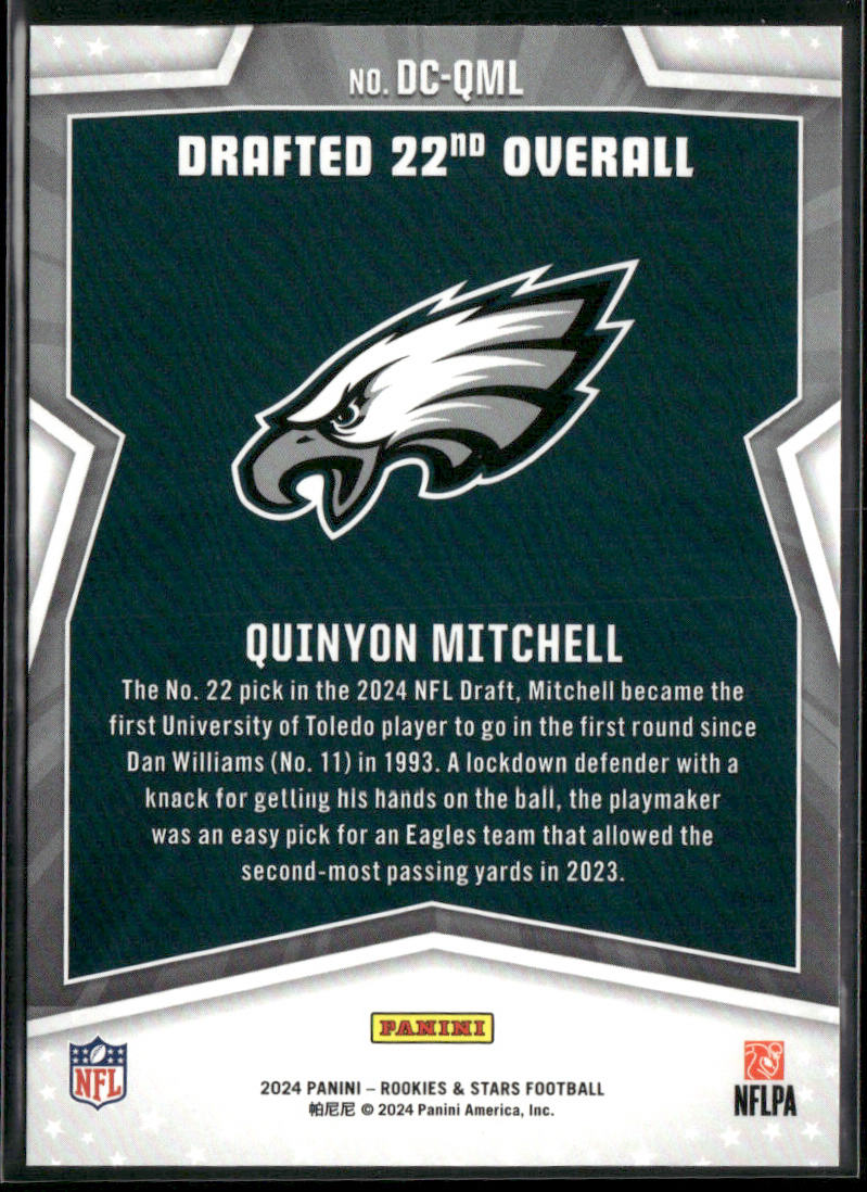 Quinyon Mitchell 2024 Panini Rookies & Stars Draft Class Red #DC-QML Eagles