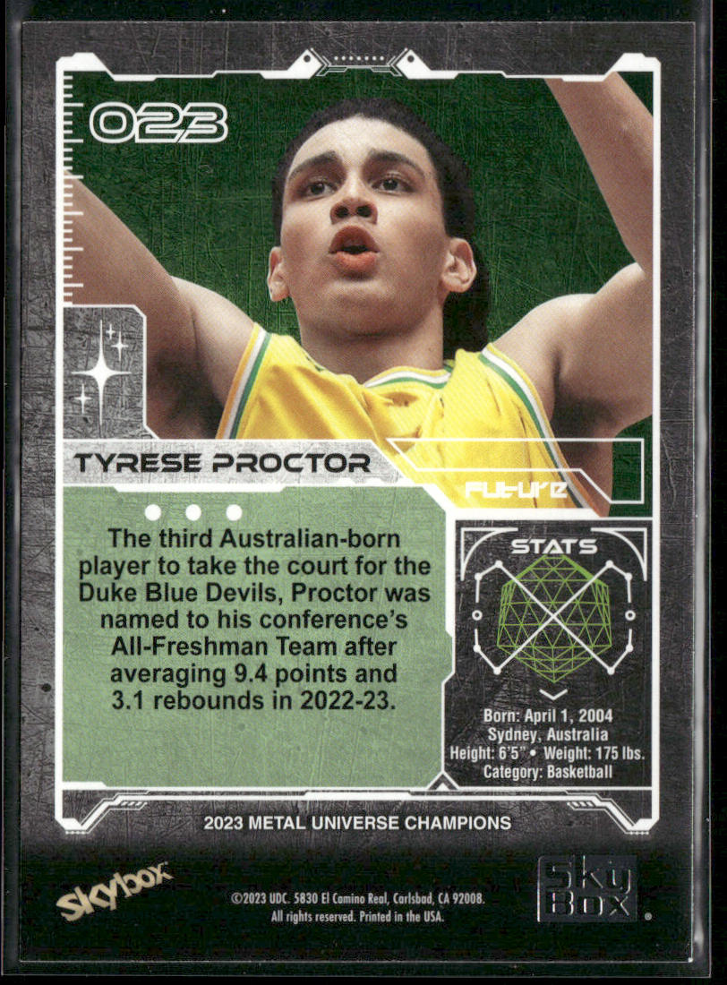 Tyrese Proctor 2023 SkyBox Metal Universe Champions Aqua #023