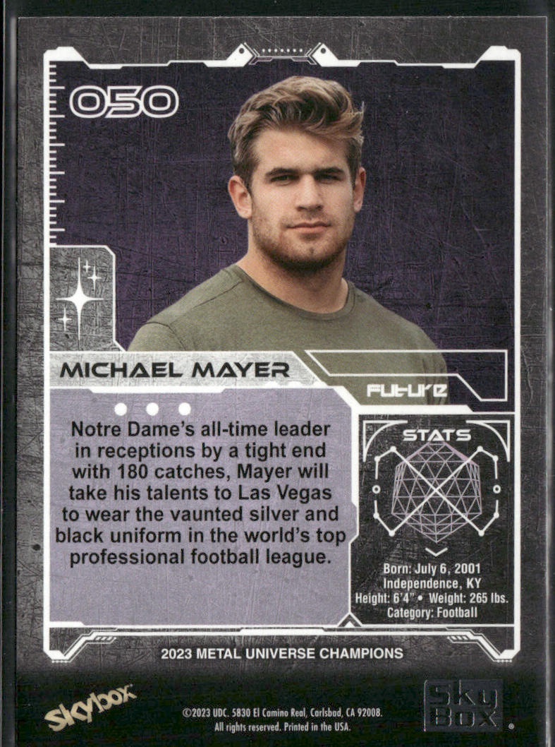 Michael Mayer 2023 SkyBox Metal Universe Champions #050