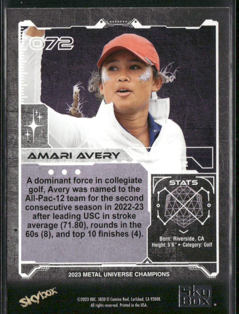 Amari Avery 2023 SkyBox Metal Universe Champions #072