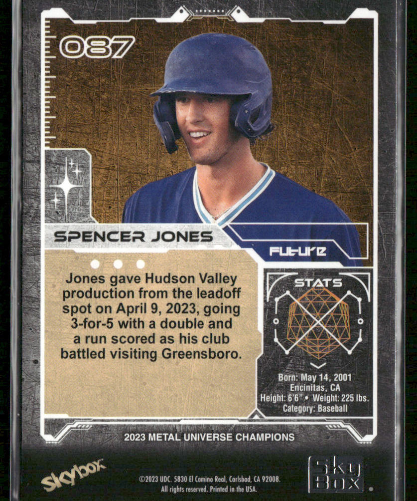 Spencer Jones 2023 SkyBox Metal Universe Champions Aqua #087