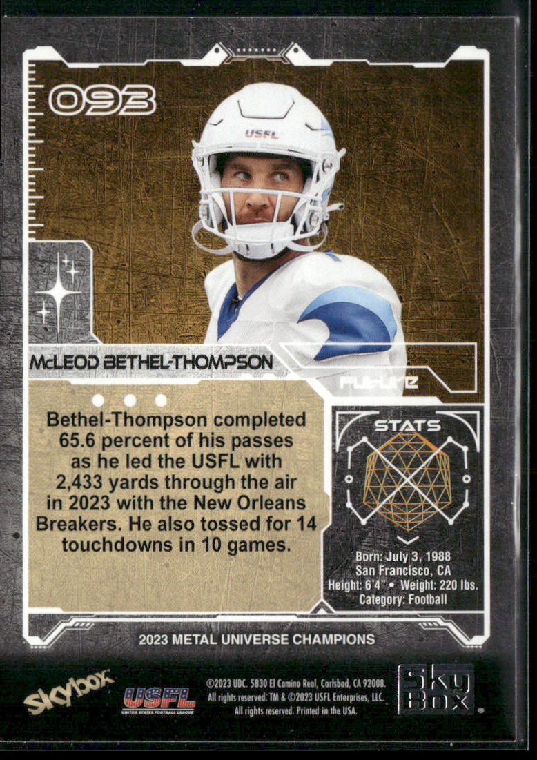 McLeod Bethel-Thompson 2023 SkyBox Metal Universe Champions #093