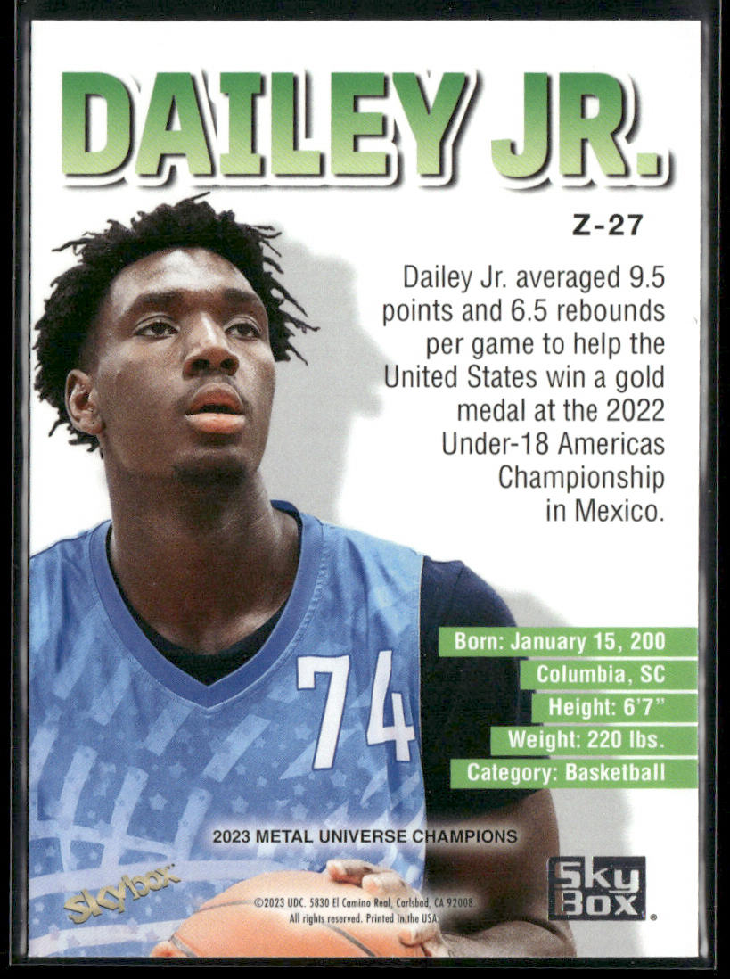Eric Dailey Jr. 2023 SkyBox Metal Universe Champions Z-Force #Z-27
