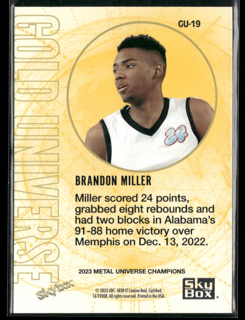 Brandon Miller 2023 SkyBox Metal Universe Champions Gold Universe #GU-19