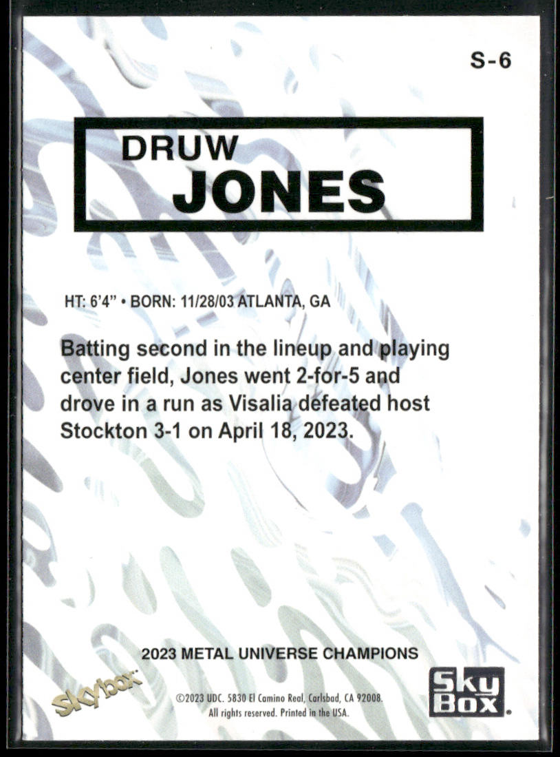 Druw Jones 2023 SkyBox Metal Universe Champions SkyBox Premium #S-6
