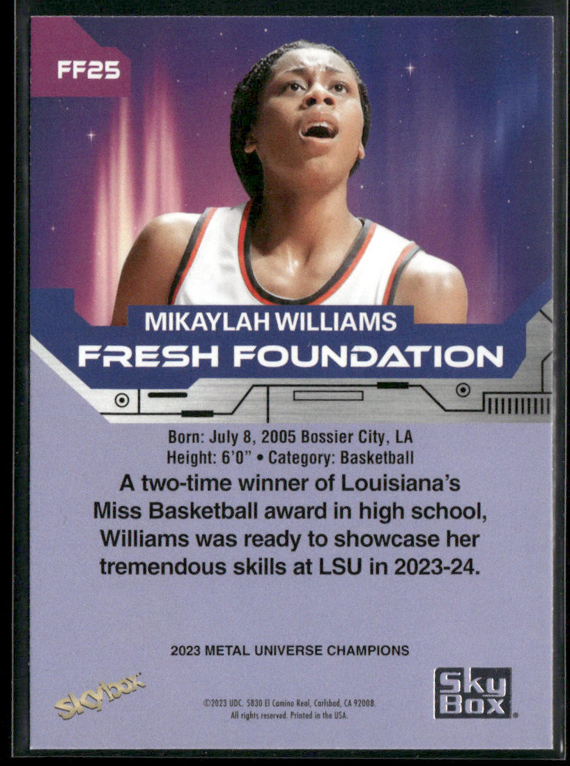 Mikaylah Williams 2023 SkyBox Metal Universe Champions Fresh Foundation #FF25
