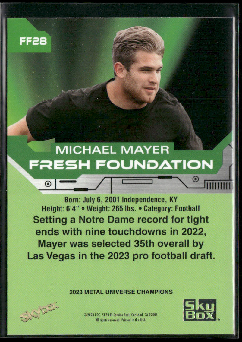 Michael Mayer 2023 SkyBox Metal Universe Champions Fresh Foundation #FF28