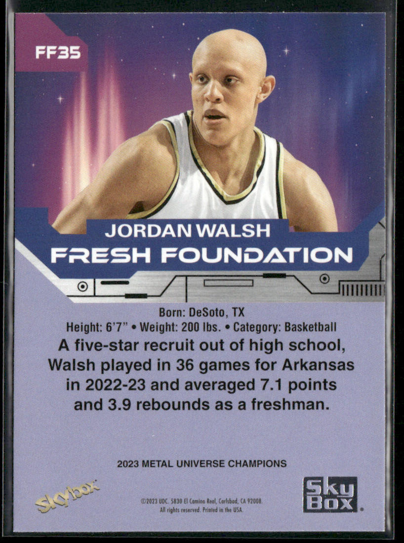 Jordan Walsh 2023 SkyBox Metal Universe Champions Fresh Foundation #FF35