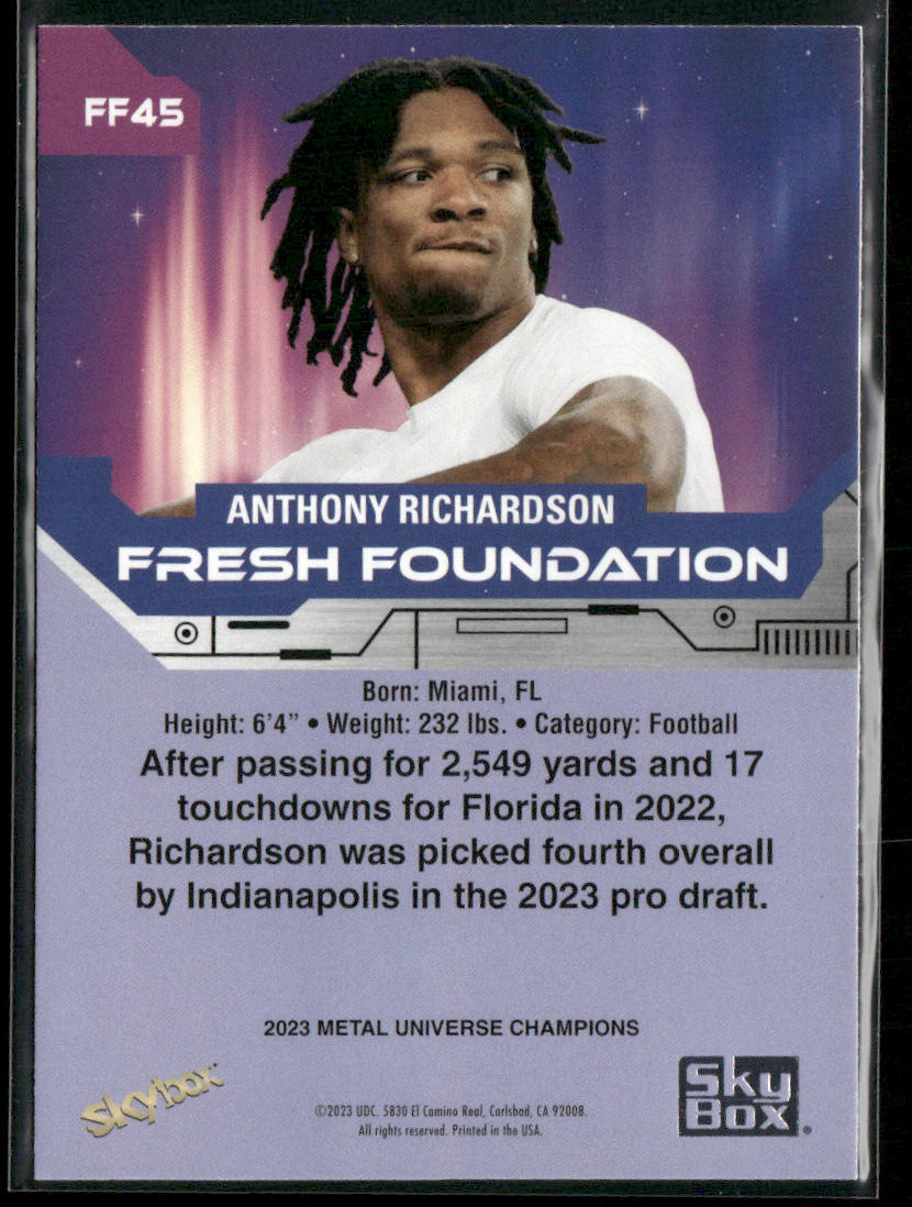 Anthony Richardson 2023 SkyBox Metal Universe Champions Fresh Foundation #FF45