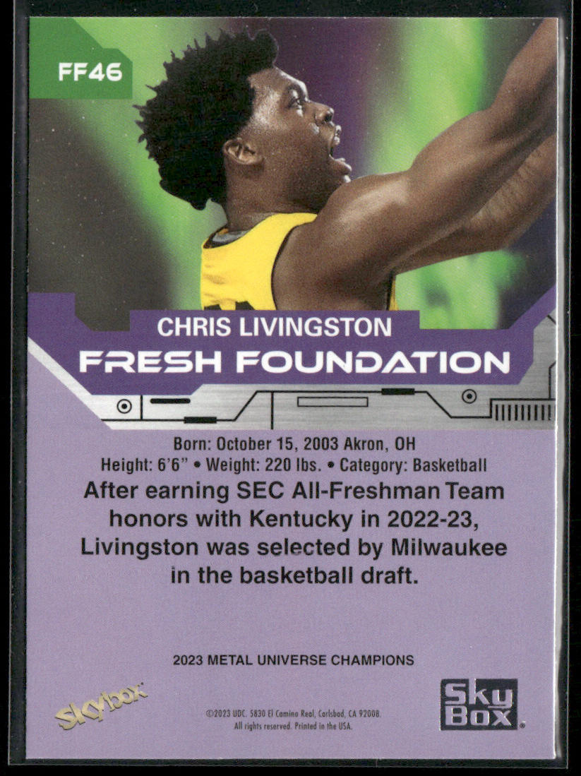 Chris Livingston 2023 SkyBox Metal Universe Champions Fresh Foundation #FF46