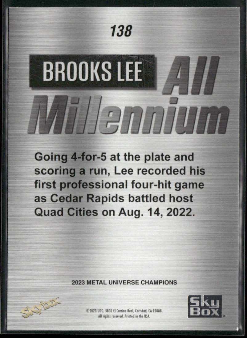 Brooks Lee 2023 SkyBox Metal Universe Champions #138