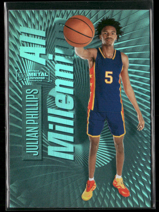 Julian Phillips 2023 SkyBox Metal Universe Champions Aqua #139 Sacramento Kings