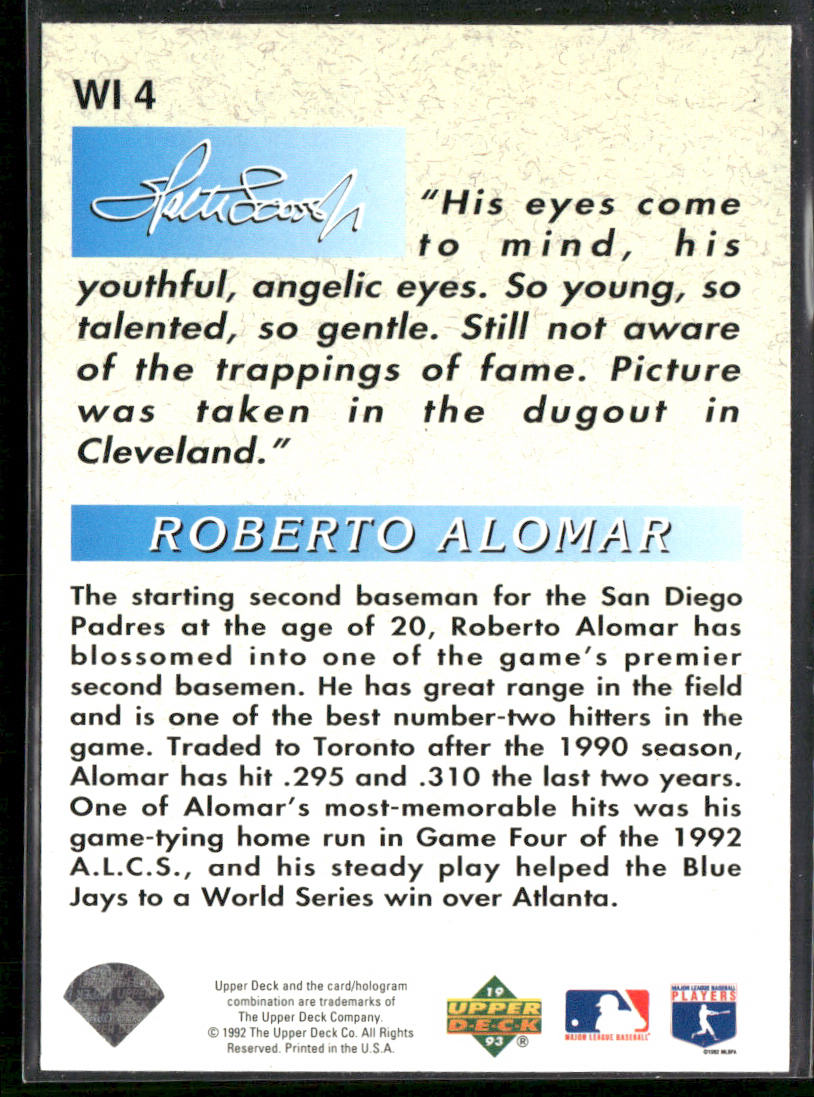Roberto Alomar 1993 Upper Deck Iooss Collection #WI 4 Toronto Blue Jays
