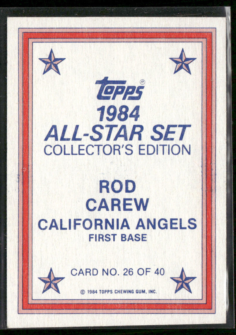 Rod Carew 1984 Topps 1984 All-Star Set Collector's Edition (Glossy Send-Ins) #26