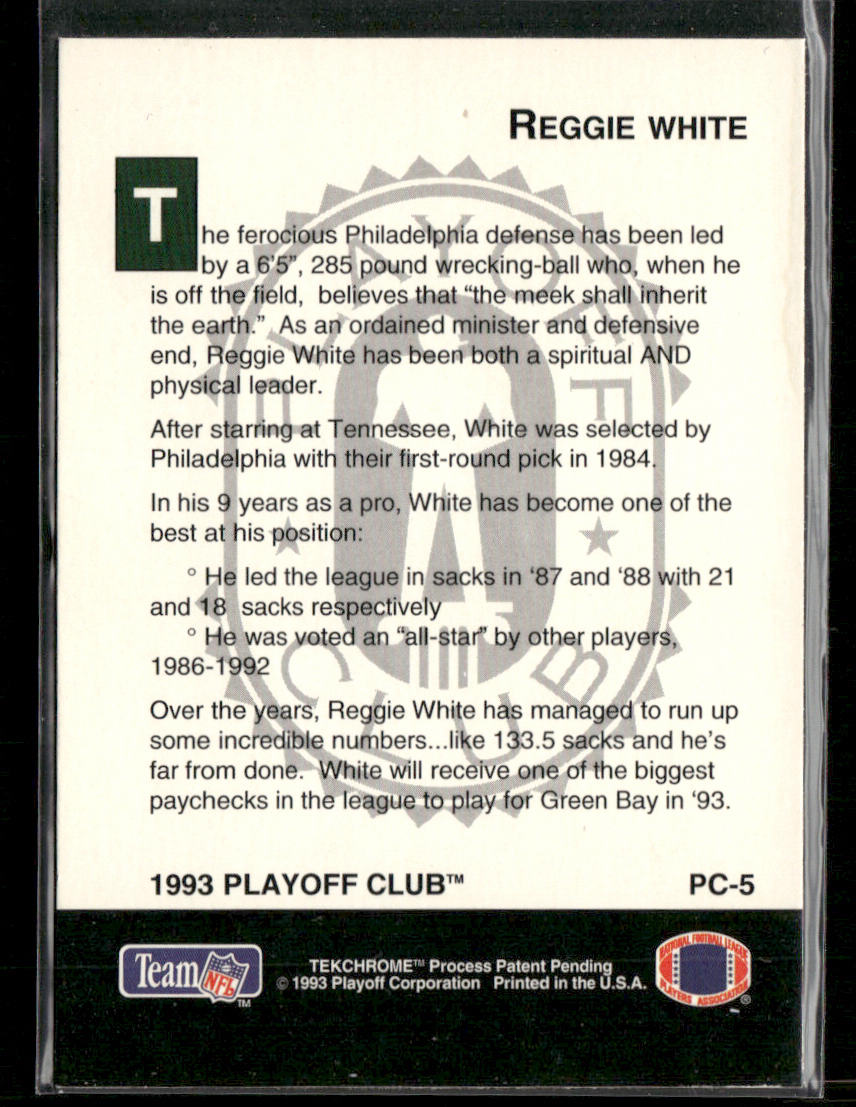 Reggie White 1993 Playoff Playoff Club #PC-5 Green Bay Packers