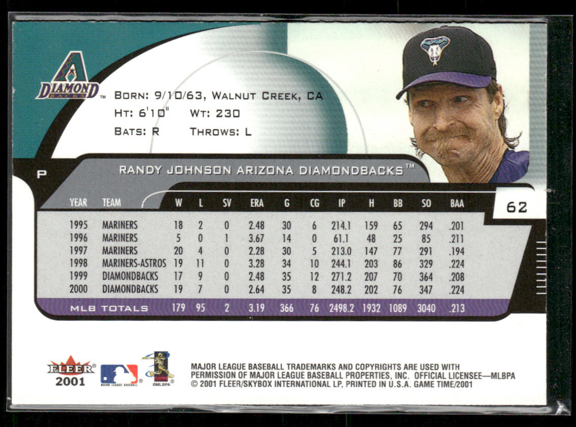 Randy Johnson 2001 Fleer Game Time #62 Arizona Diamondbacks