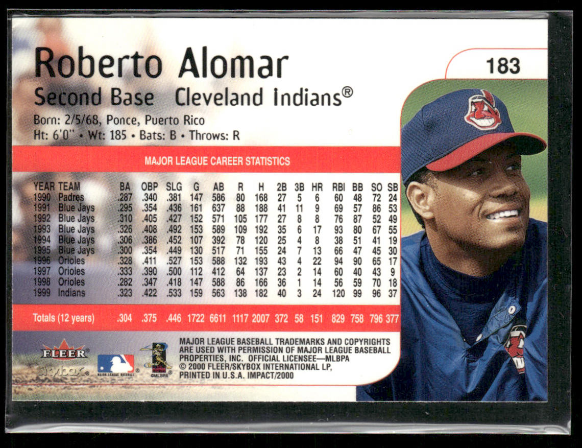Roberto Alomar 2000 Fleer Impact #183 Cleveland Indians