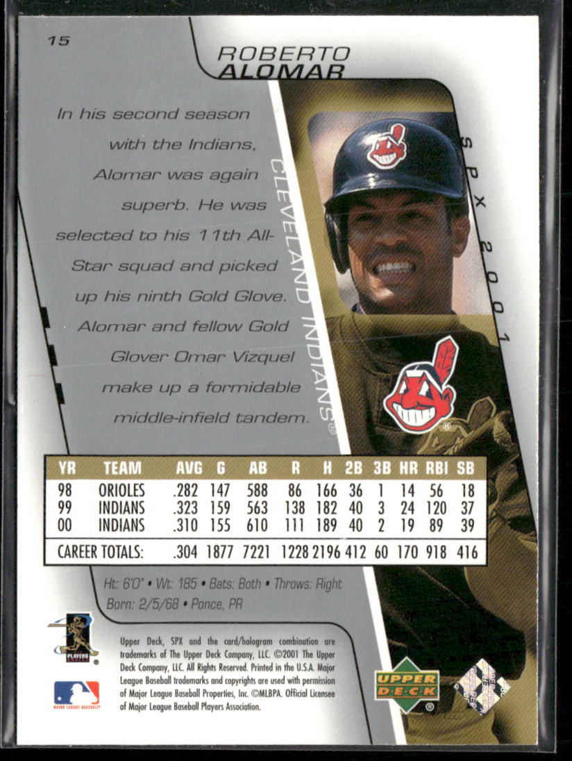 Roberto Alomar 2001 SPx #15 Cleveland Indians