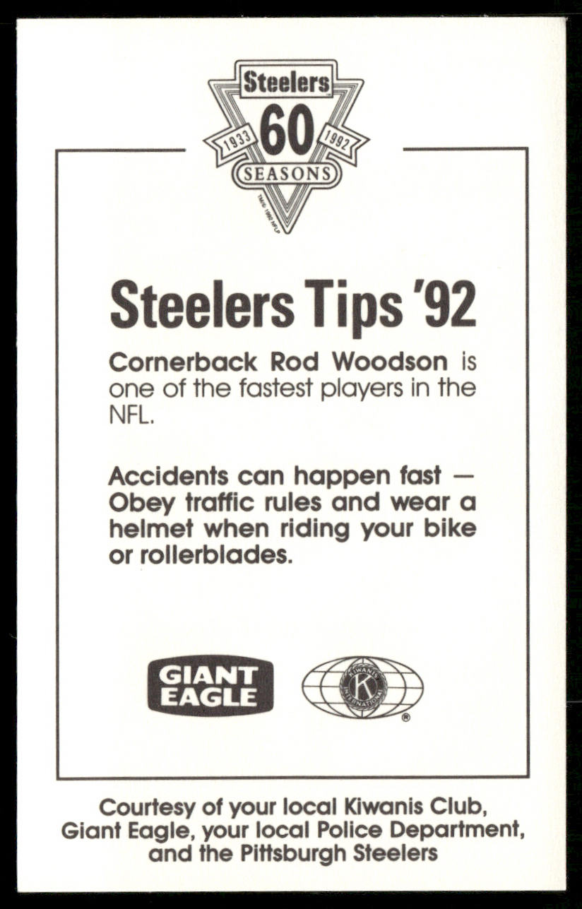 Rod Woodson 1992 Pittsburgh Steelers Kiwanis Giant Eagle Police #NNO