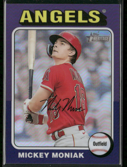 Mickey Moniak 2024 Topps Heritage Chrome Purple Refractor #45 Los Angeles Angels
