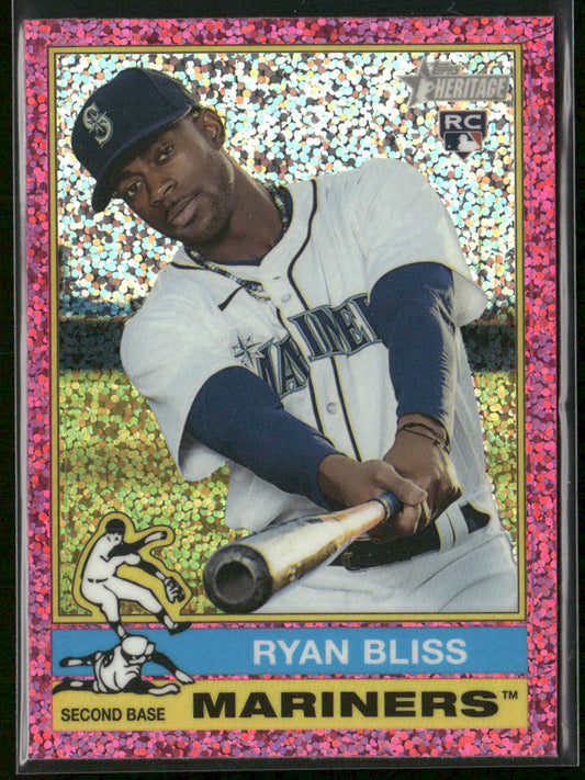 Ryan Bliss 2025 Topps Heritage Chrome Pink Sparkle Refractor #16 RC Mariners