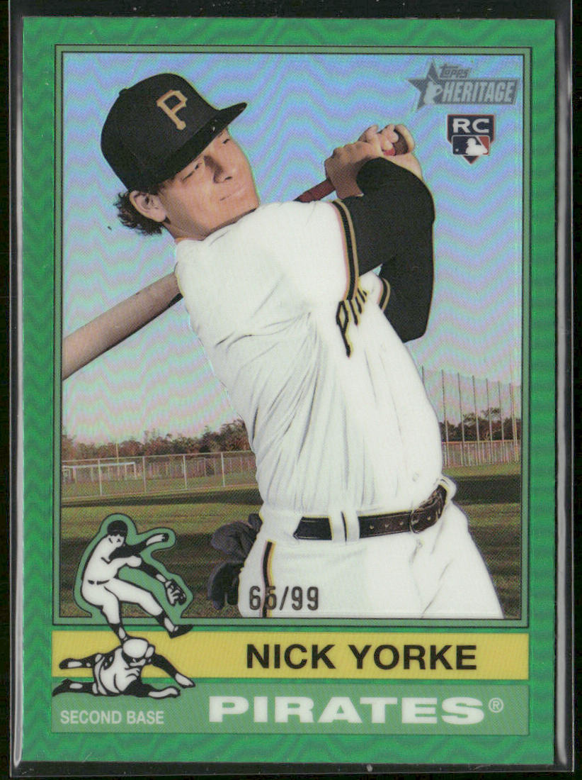 Nick Yorke 2025 Topps Heritage Chrome Green Refractor #80 SN,RC Pirates