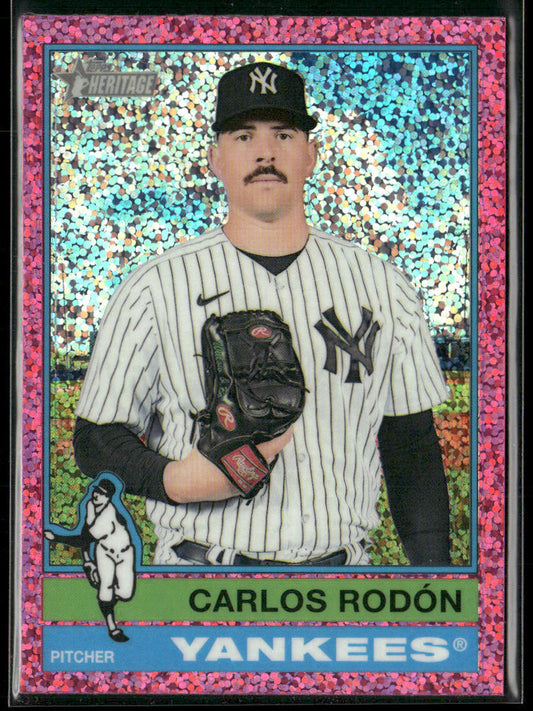 Carlos Rodón 2025 Topps Heritage Chrome Pink Sparkle Refractor #481 Yankees