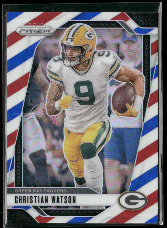 Christian Watson 2024 Panini Prizm Red White and Blue #103 Green Bay Packers