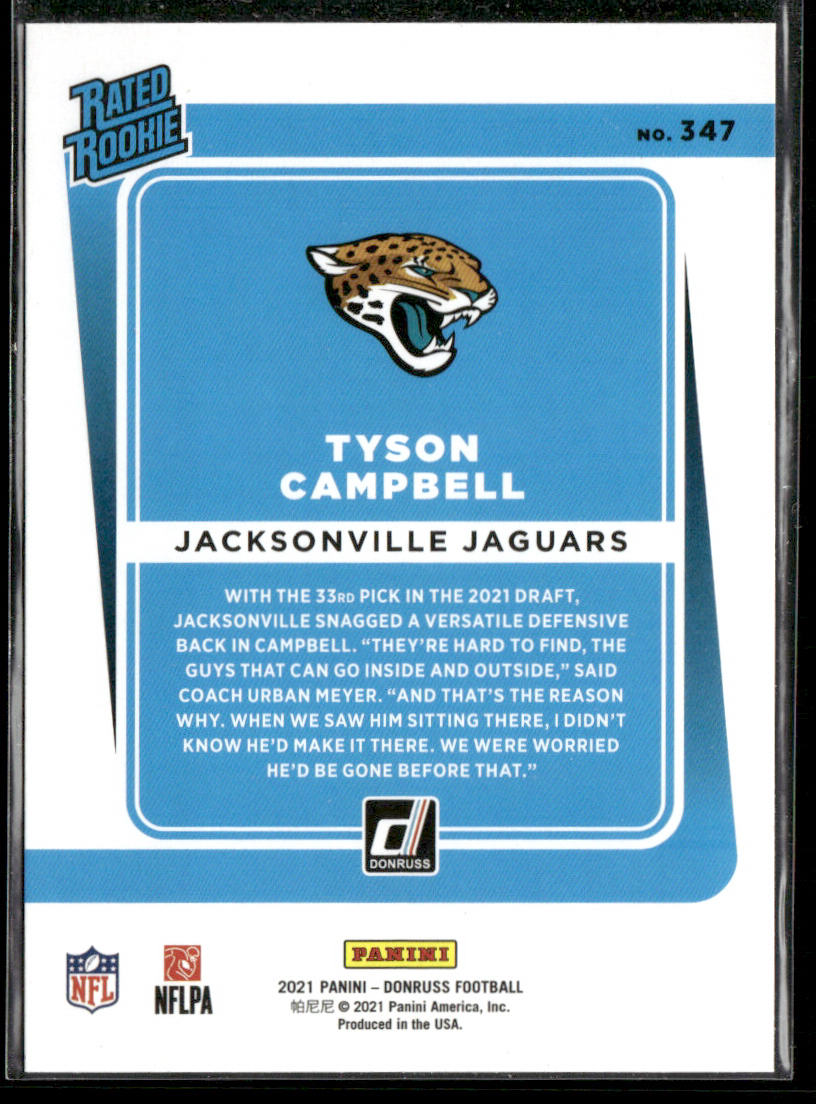 Tyson Campbell 2021 Donruss #347 RC Jacksonville Jaguars