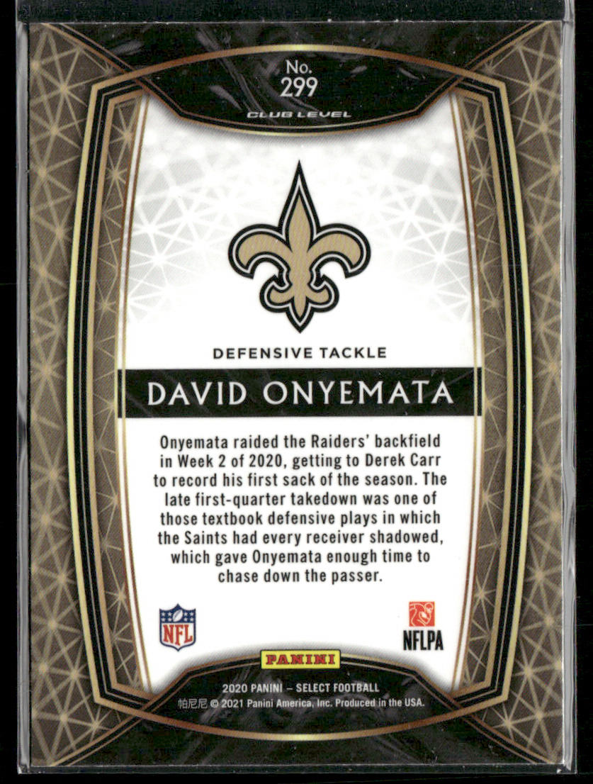 David Onyemata 2020 Panini Select #299 RC New Orleans Saints