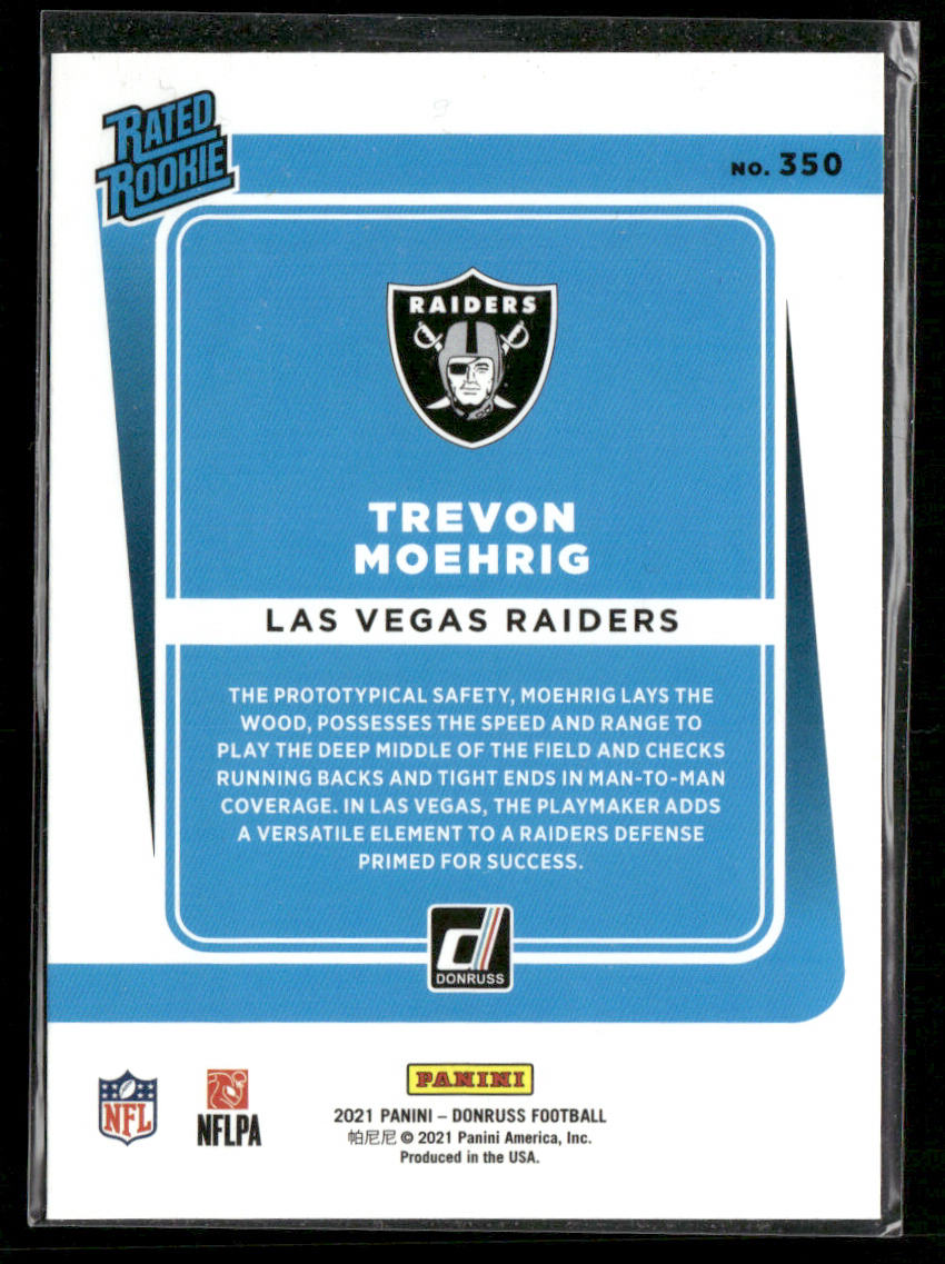 Tre'von Moehrig 2021 Donruss #350 RC Las Vegas Raiders