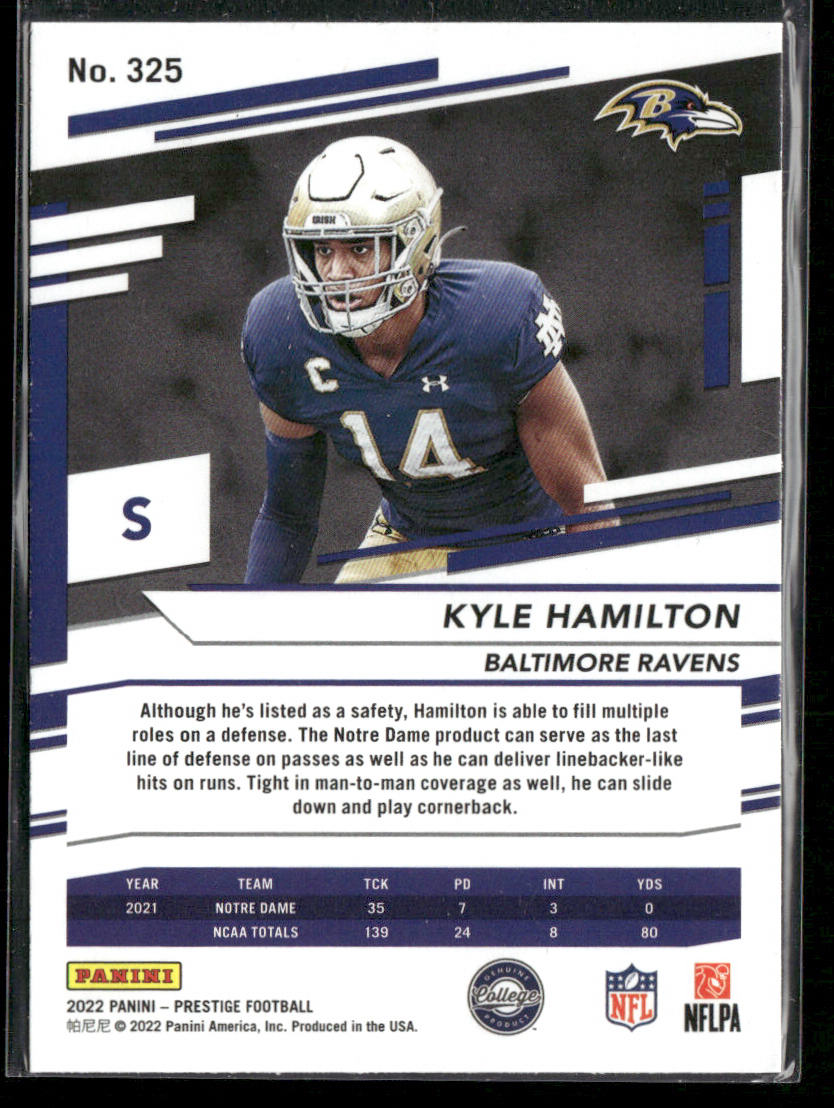 Kyle Hamilton 2022 Panini Prestige #325 RC Baltimore Ravens