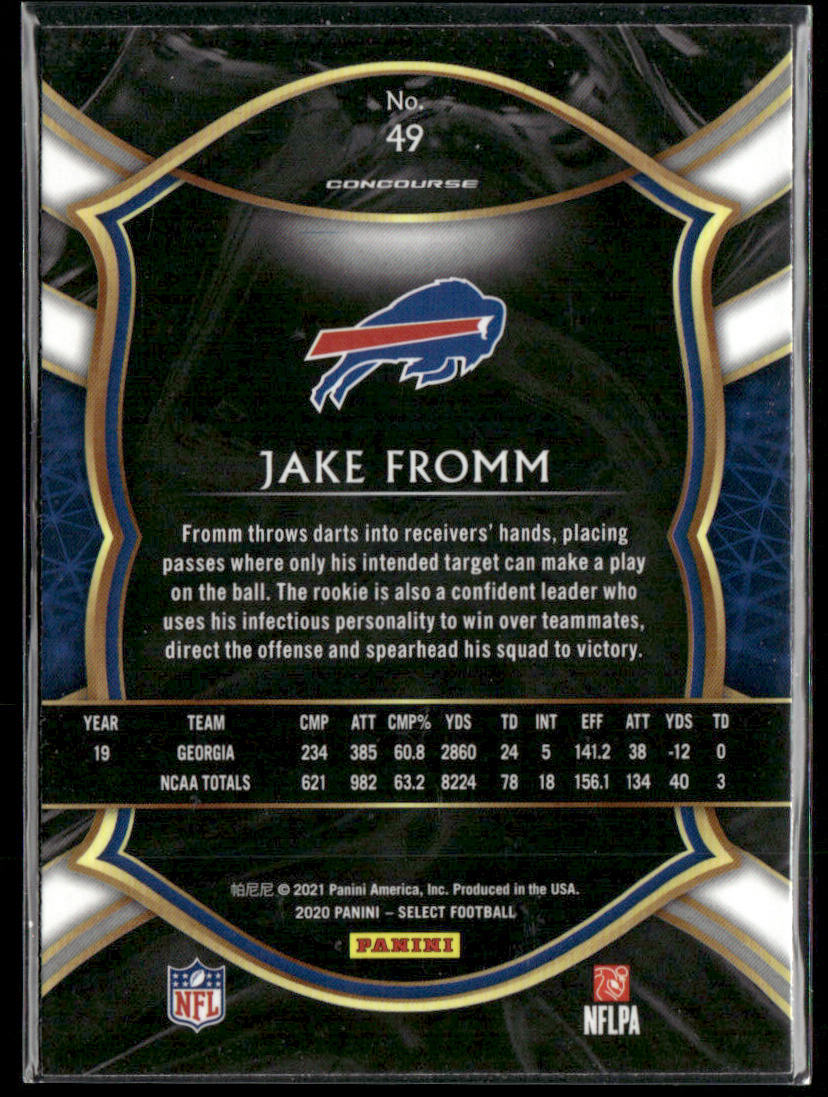Jake Fromm 2020 Panini Select #49 RC Buffalo Bills