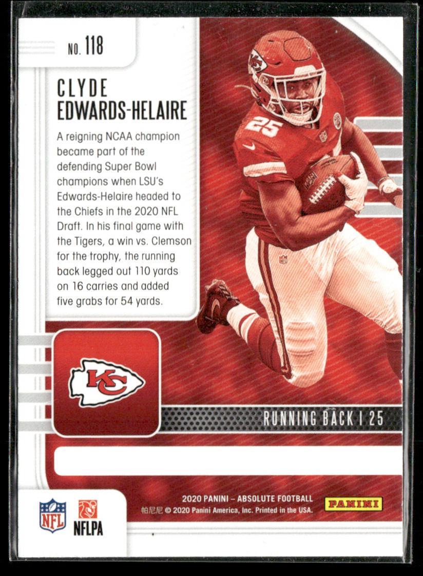 Clyde Edwards-Helaire 2020 Panini Absolute Retail #118 RC Kansas City Chiefs