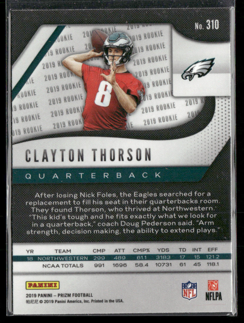 Clayton Thorson 2019 Panini Prizm #310 RC Philadelphia Eagles
