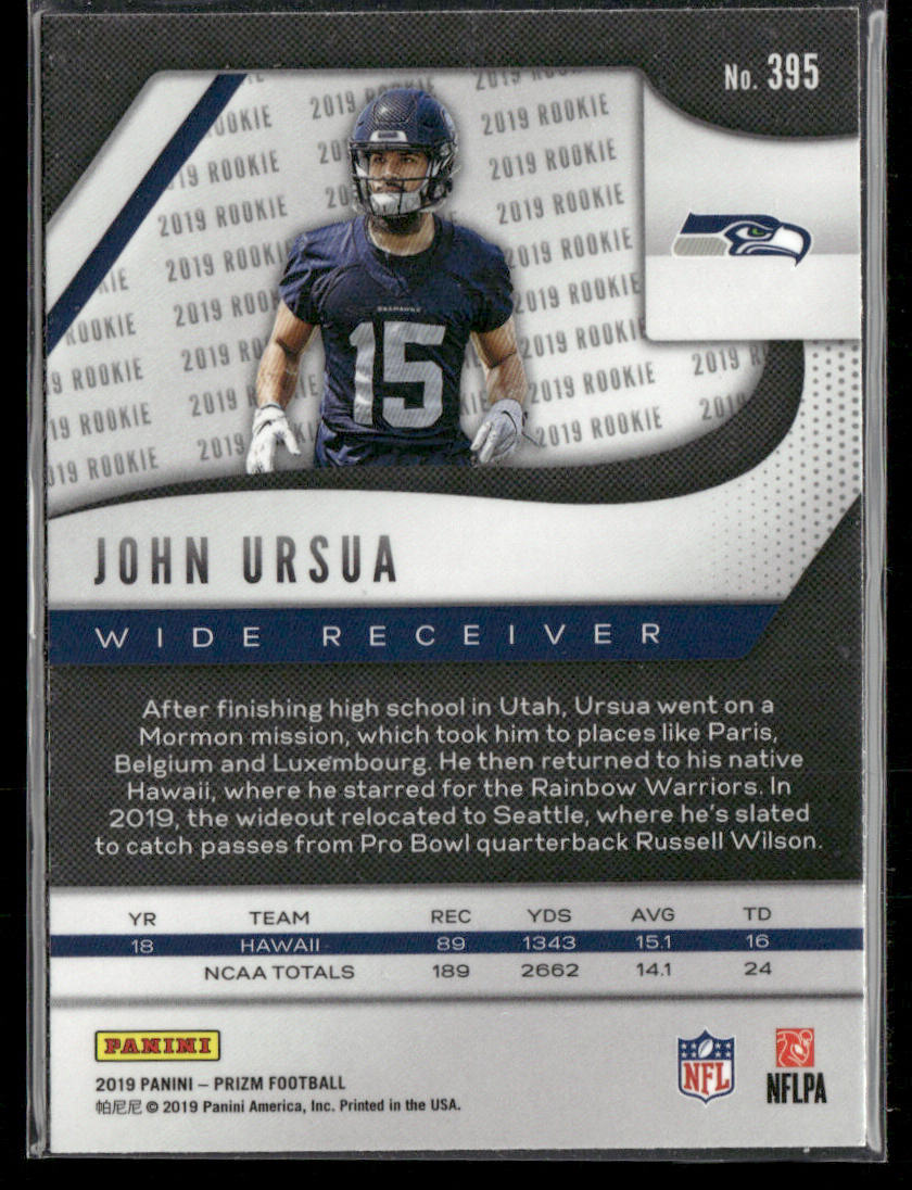 John Ursua 2019 Panini Prizm #395 RC Seattle Seahawks