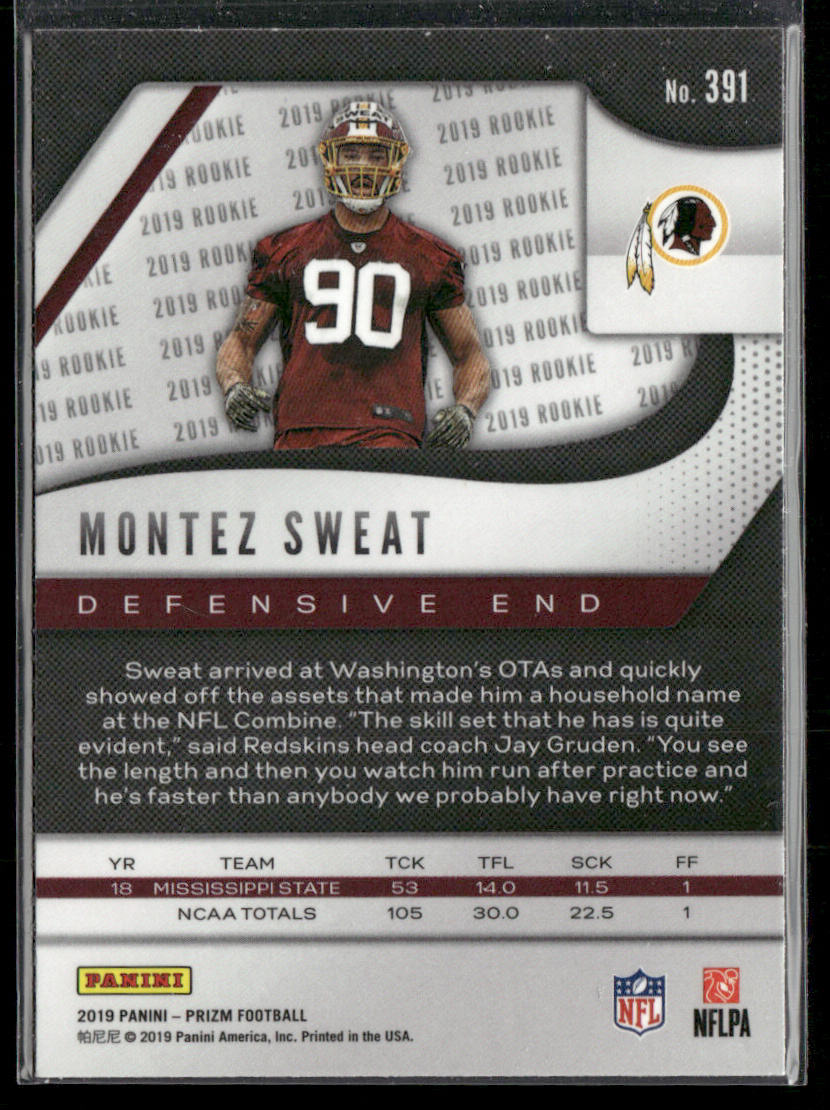 Montez Sweat 2019 Panini Prizm #391 RC Washington Redskins