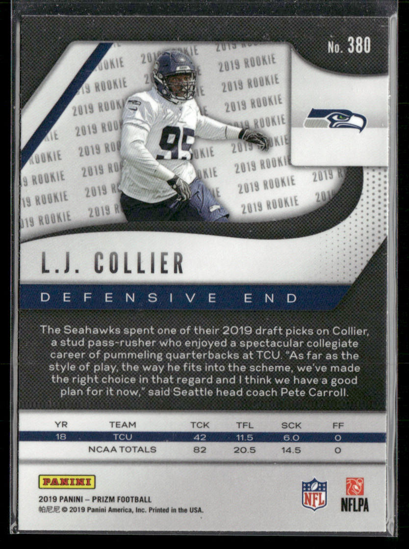 L.J. Collier 2019 Panini Prizm #380 RC Seattle Seahawks