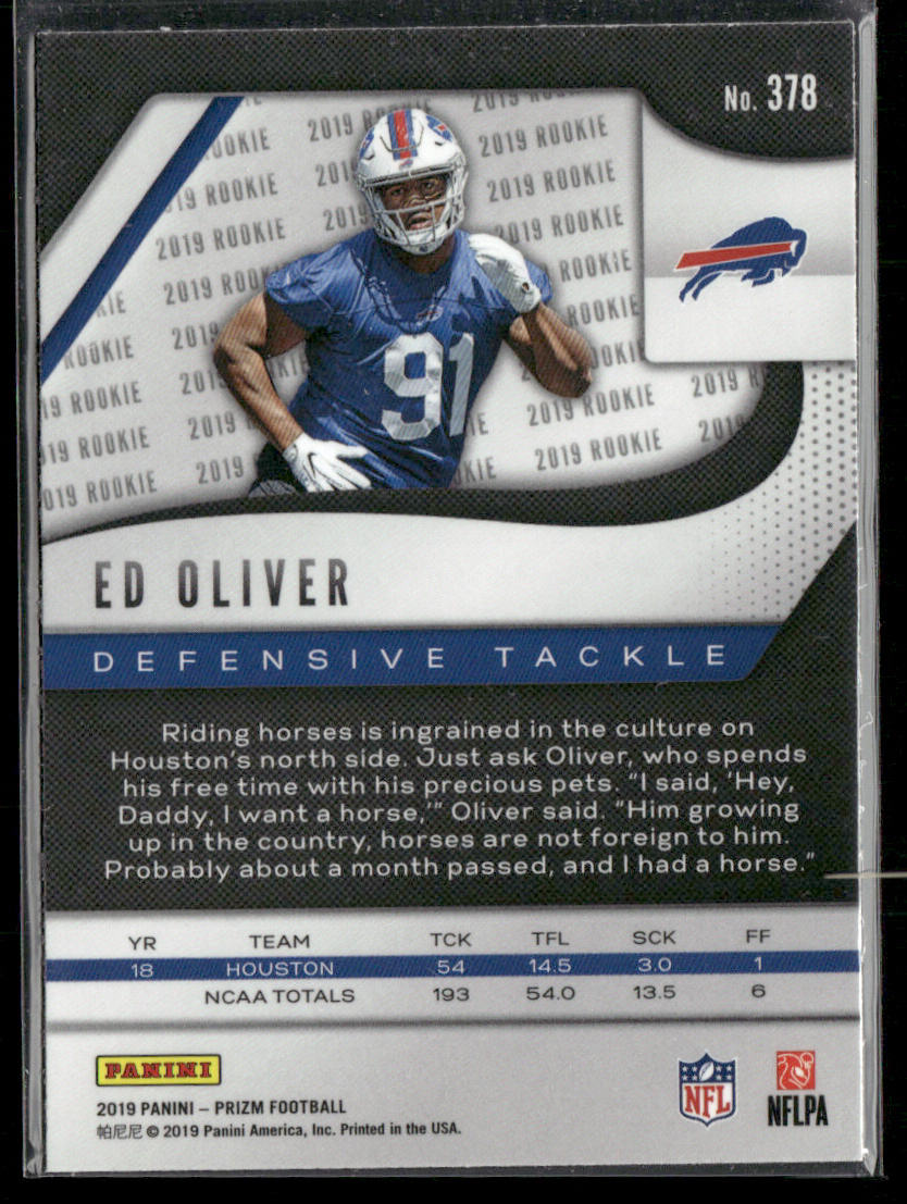 Ed Oliver 2019 Panini Prizm #378 RC Buffalo Bills