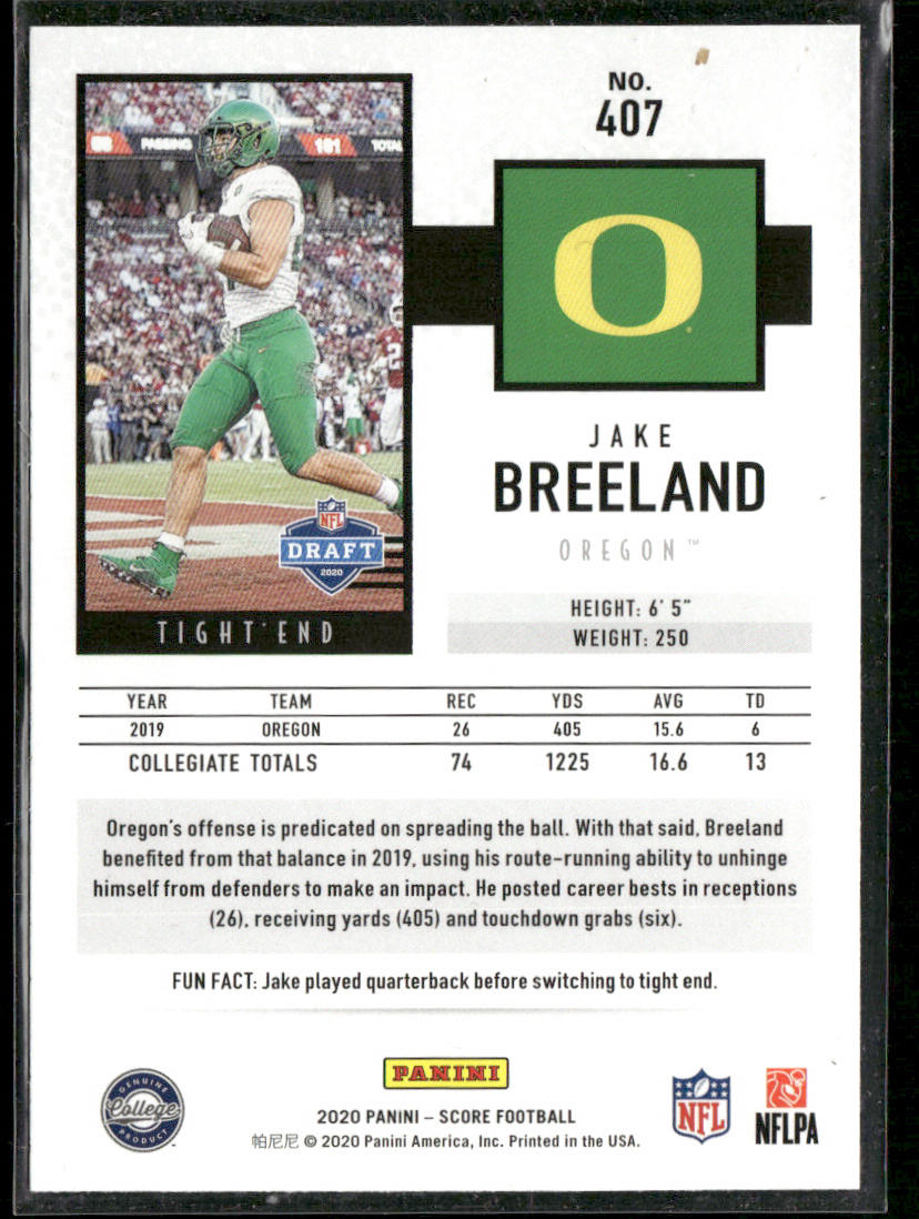 Jake Breeland 2020 Score #407 RC Oregon Ducks