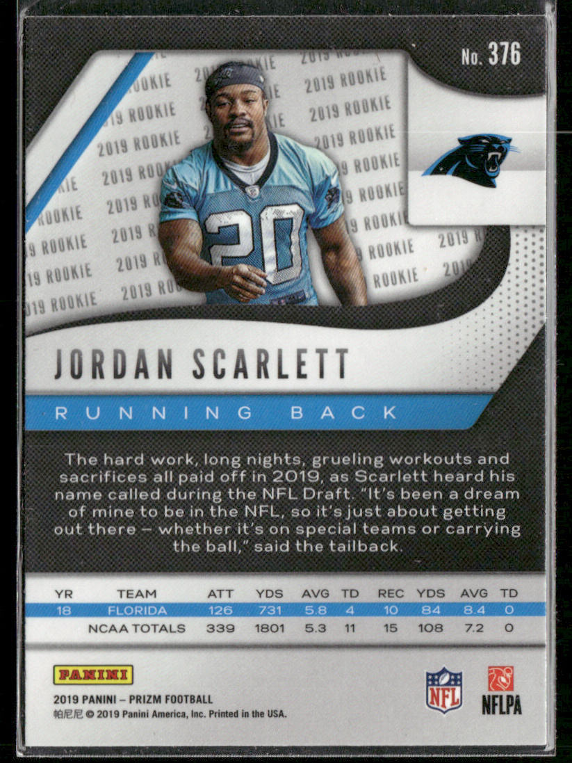 Jordan Scarlett 2019 Panini Prizm #376 RC Carolina Panthers