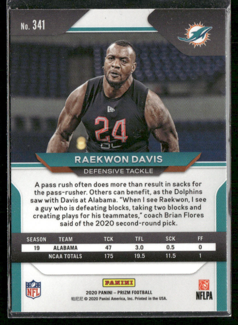 Raekwon Davis 2020 Panini Prizm #341 RC Miami Dolphins