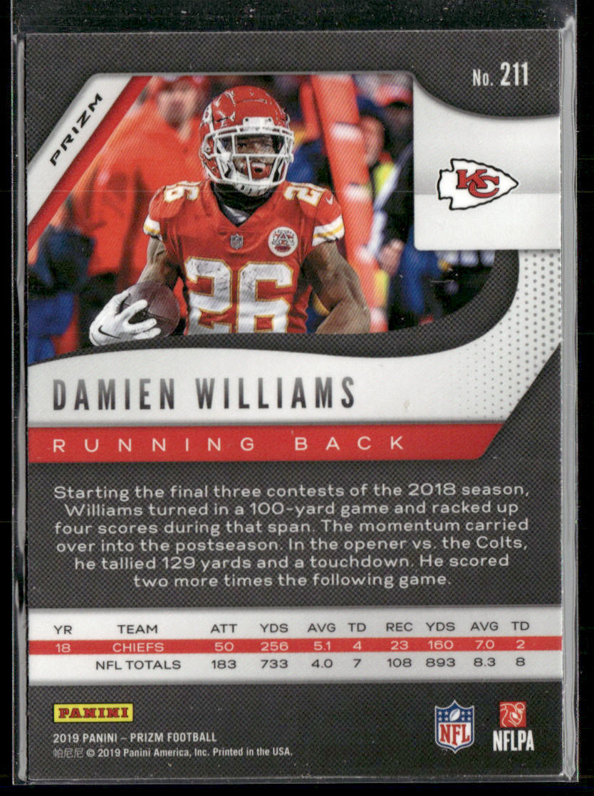 Damien Williams 2019 Panini Prizm Green #211 Kansas City Chiefs