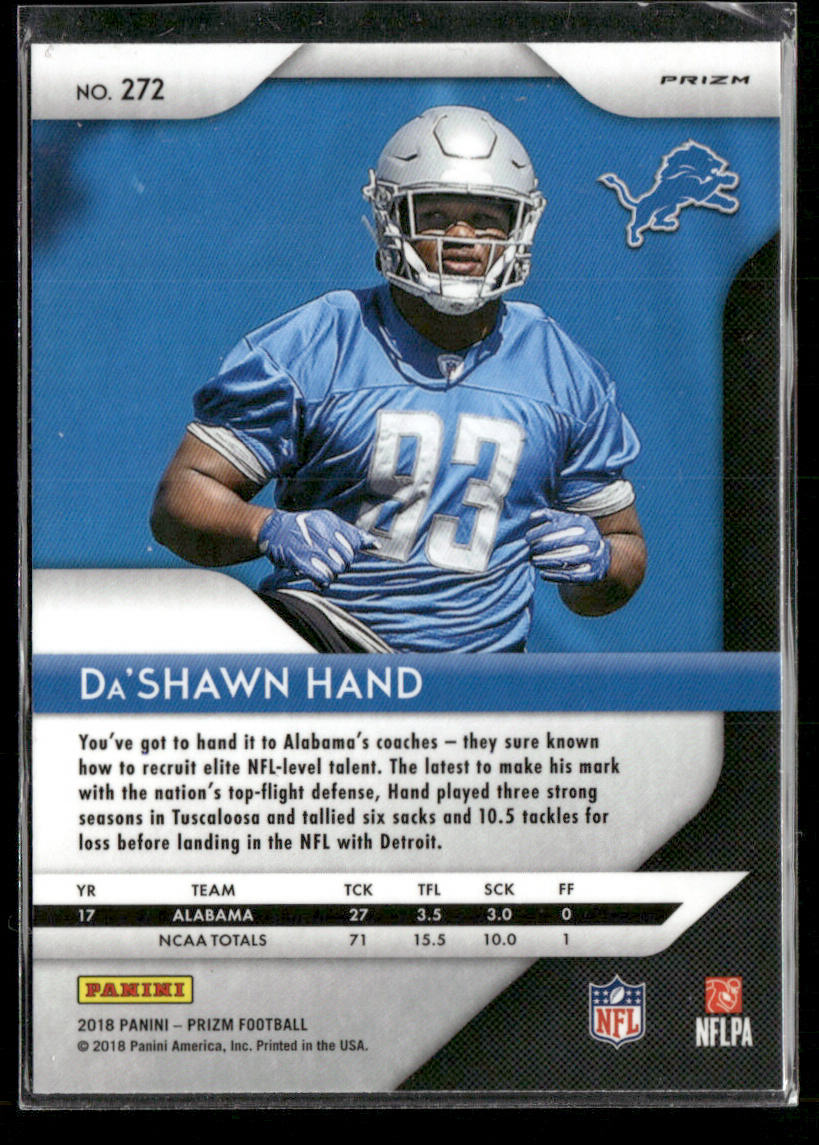 Da'Shawn Hand 2018 Panini Prizm Prizm Green #272 RC Detroit Lions
