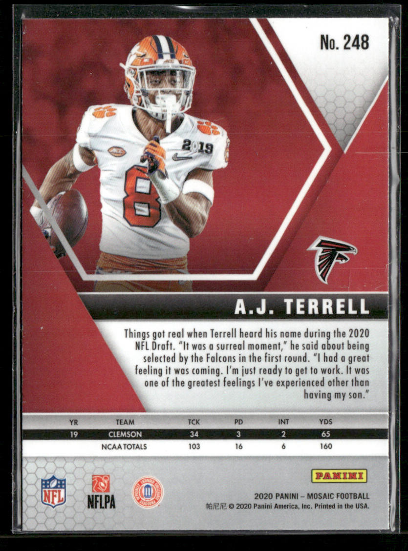 A.J. Terrell 2020 Panini Mosaic #248 RC Atlanta Falcons