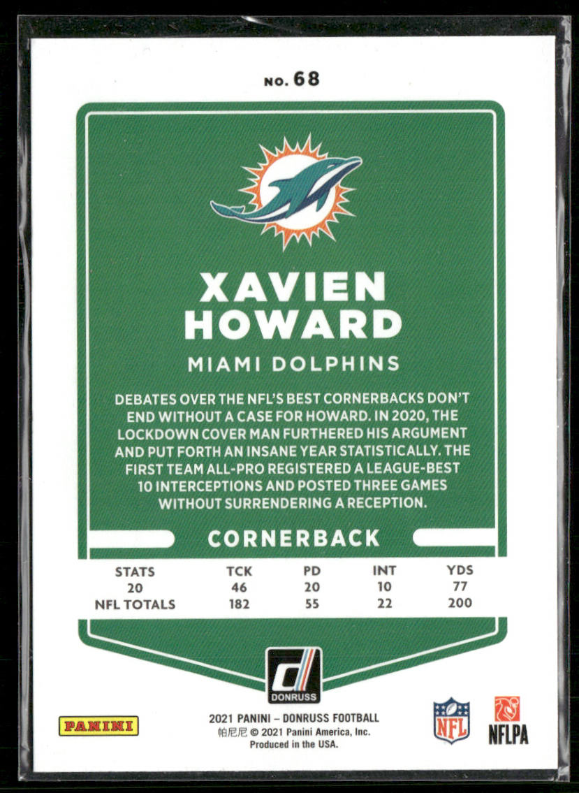 Xavien Howard 2021 Donruss Press Proof Blue #68 Miami Dolphins