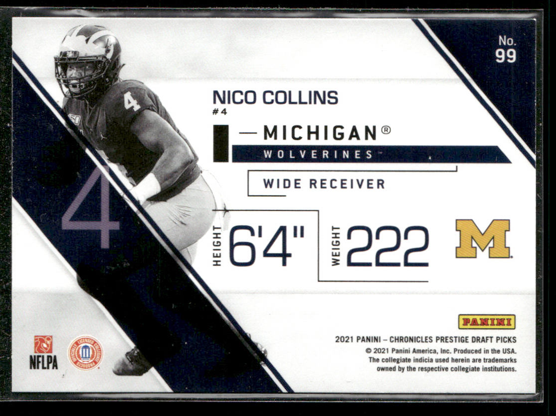 Nico Collins 2021 Panini Chronicles Draft Picks #99 Michigan Wolverines