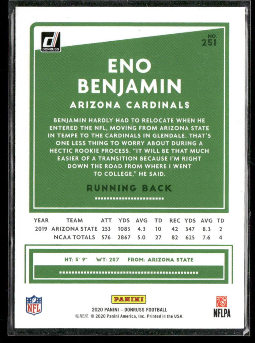 Eno Benjamin 2020 Donruss #251 RC Arizona Cardinals